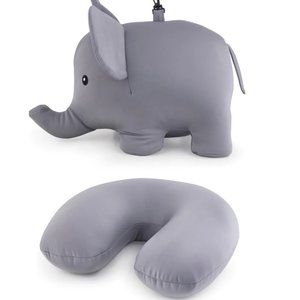 🍒 KIKKERLAND Elephant Zip & Flip Travel Pillow / Plush Soft Kids Toy